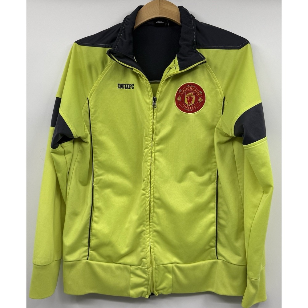Manchester United Official Merch MUFC Yellow Zip Soccer Football Jacket SZ M EUC